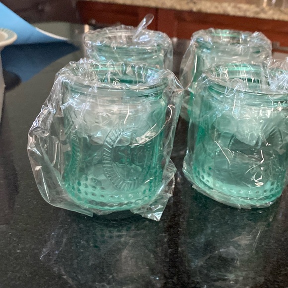 4 Mini Glass Jars 3”H X 2.25"W NWOT ⚜️ design - votive holders - Picture 3 of 11
